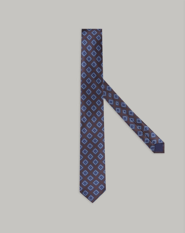 Tie stampata disegno quadri marrone