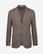 Jacket pied de poule in lana marrone