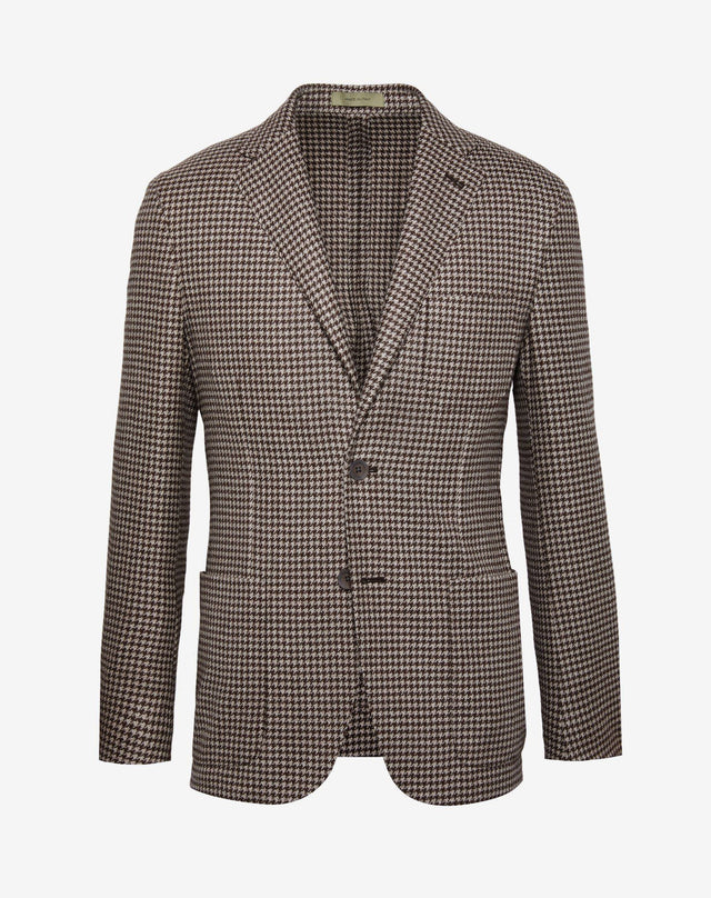 Jacket pied de poule in lana marrone
