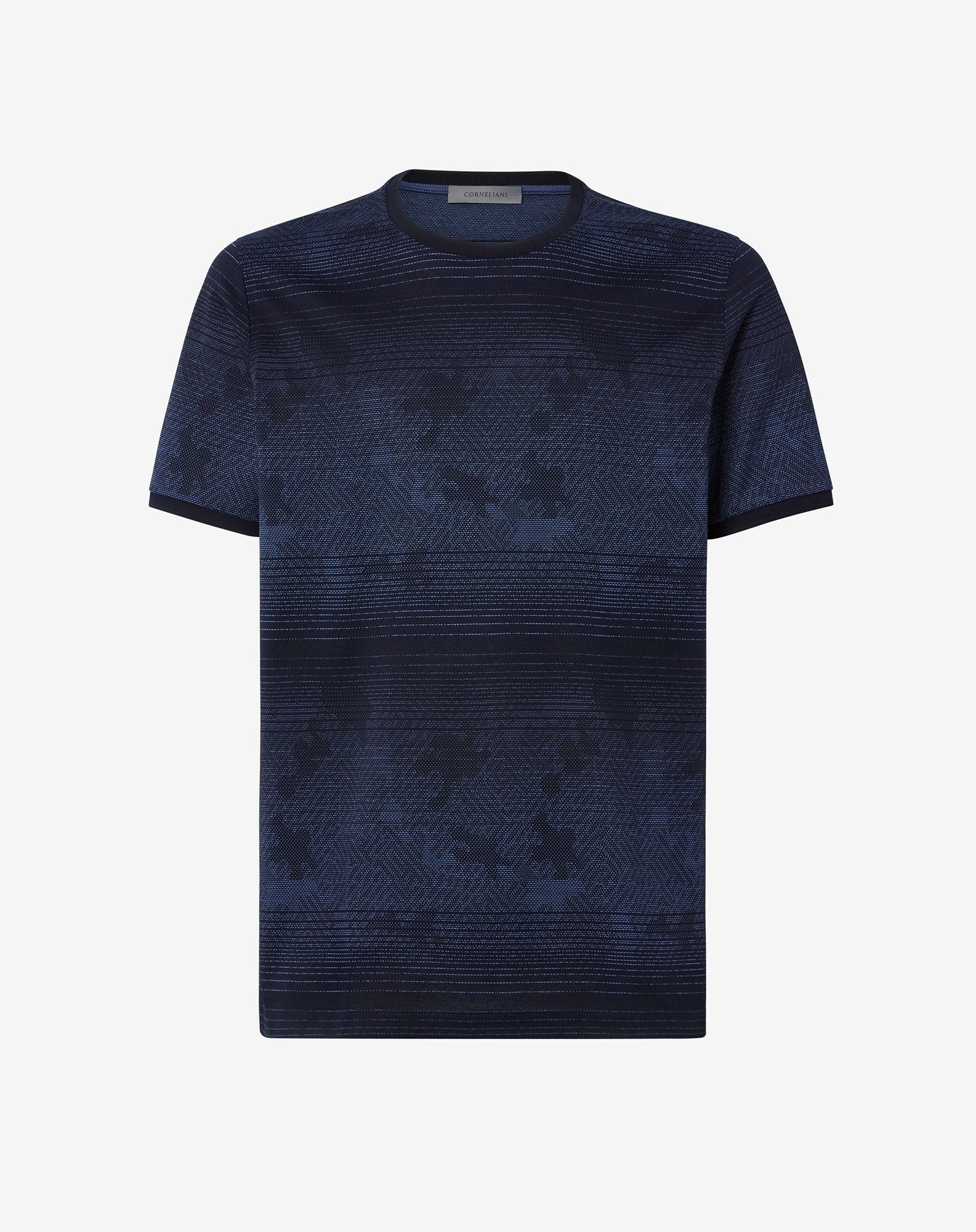 T-shirt blu in filoscozia fantasia