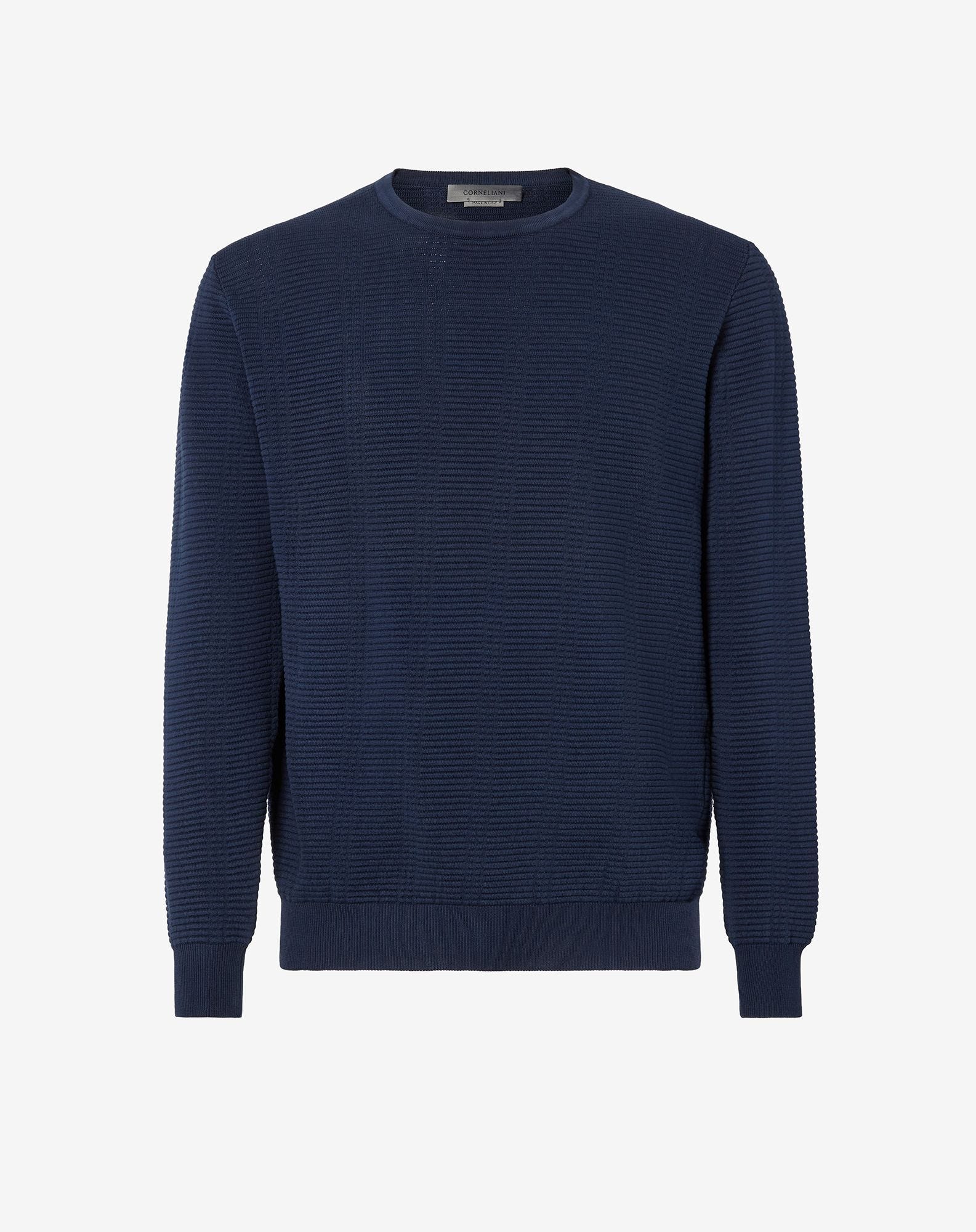 Girocollo blu manica lunga in cotone pima blu
