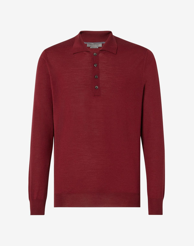 Polo Rossa Bottoni Manica Lunga Ultrafine