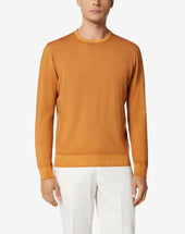 Sweater Girocollo Arancio In Lana Extrafine