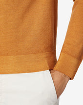 Sweater Girocollo Arancio In Lana Extrafine