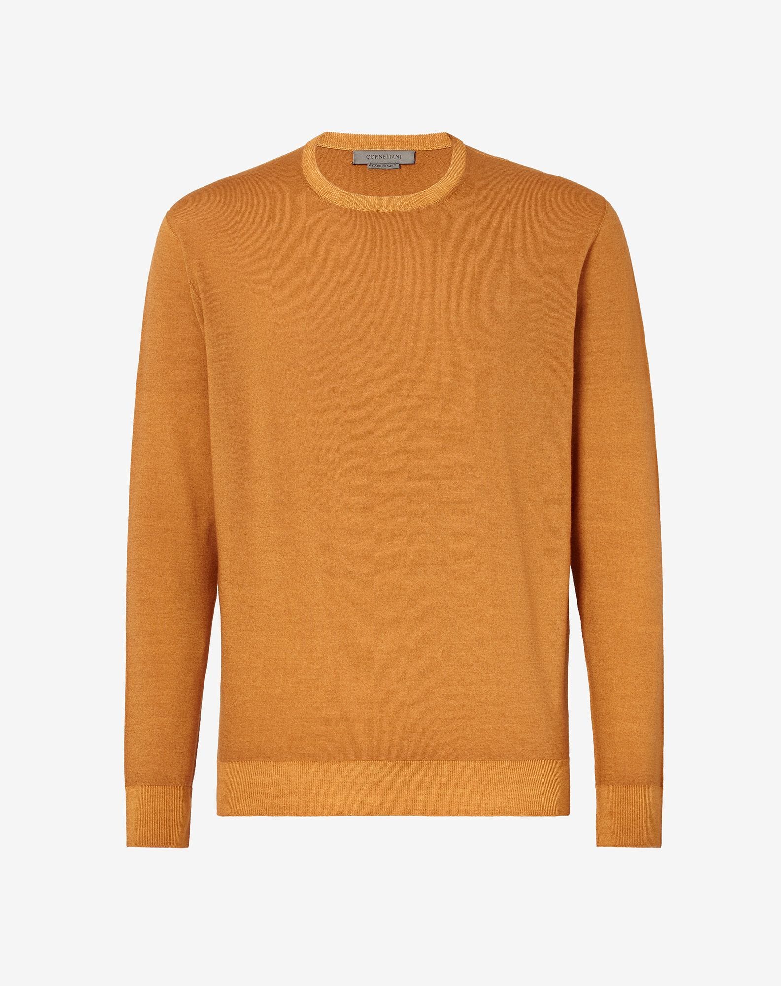 Sweater girocollo arancio in lana extrafine