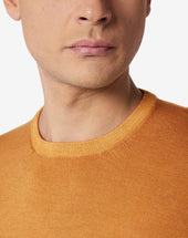 Sweater Girocollo Arancio In Lana Extrafine