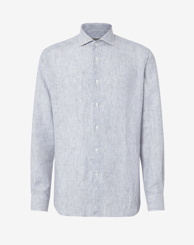 Shirt in lino blu melanges