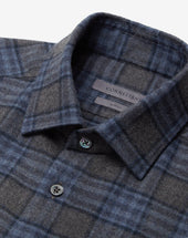 Shirt Grigia Melange In Flanella Di Cotone