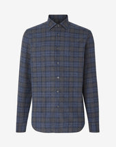 Shirt grigia melange in flanella di cotone