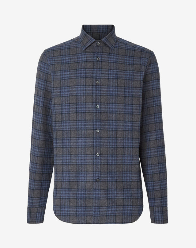 Shirt grigia melange in flanella di cotone