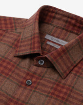 Shirt Color Mattone In Flanella Di Cotone