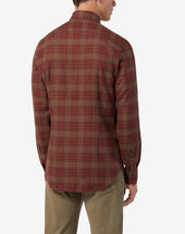 Shirt Color Mattone In Flanella Di Cotone