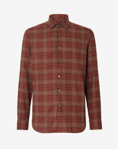 Shirt Color Mattone In Flanella Di Cotone