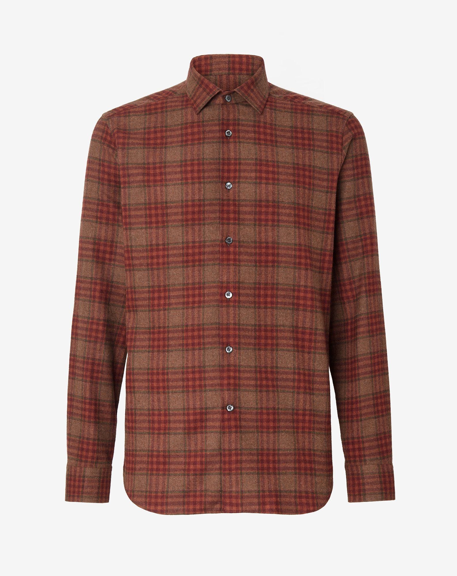 Shirt color mattone in flanella di cotone