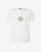 T Shirt Manica Corta Circle Bianca Stampata