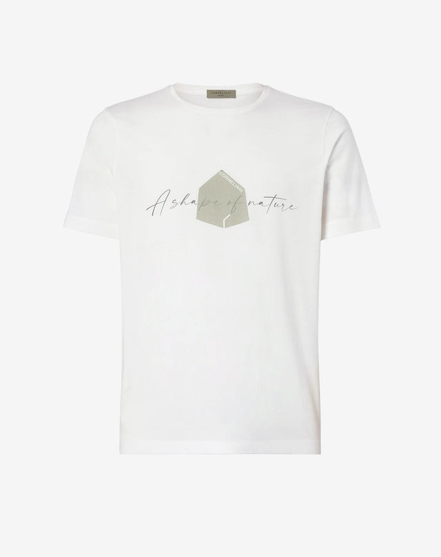 T Shirt Manica Corta Circle Bianca Stampata