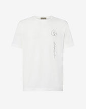 T Shirt Manica Corta Circle Bianca Con Ricamo