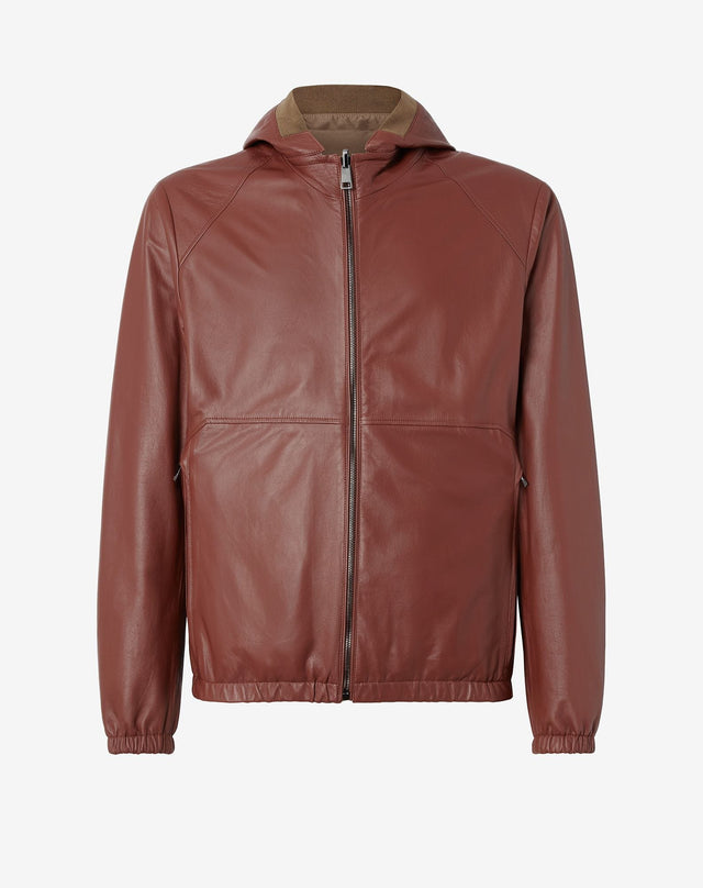 Giubbino terra bruciata reversibile in nappa