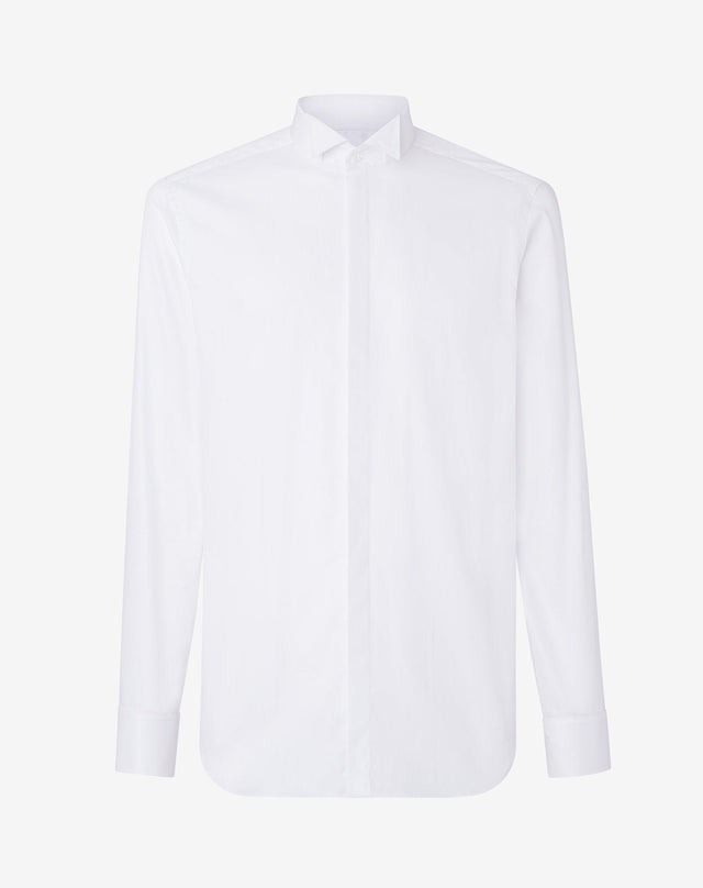 Shirt smoking bianca in popeline di cotone