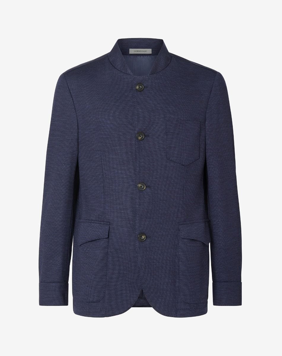Jacket 4 Bottoni In Jersey Di Lana