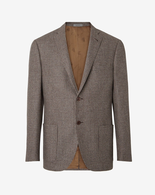 Jacket marrone in lana principe di galles
