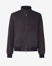 Giubbino In Suede Imbottito In Piuma D Oca