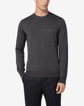 Sweater Girocollo Grigia In Lana Merino