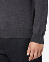 Sweater Girocollo Grigia In Lana Merino