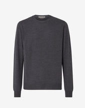 Sweater Girocollo Grigia In Lana Merino
