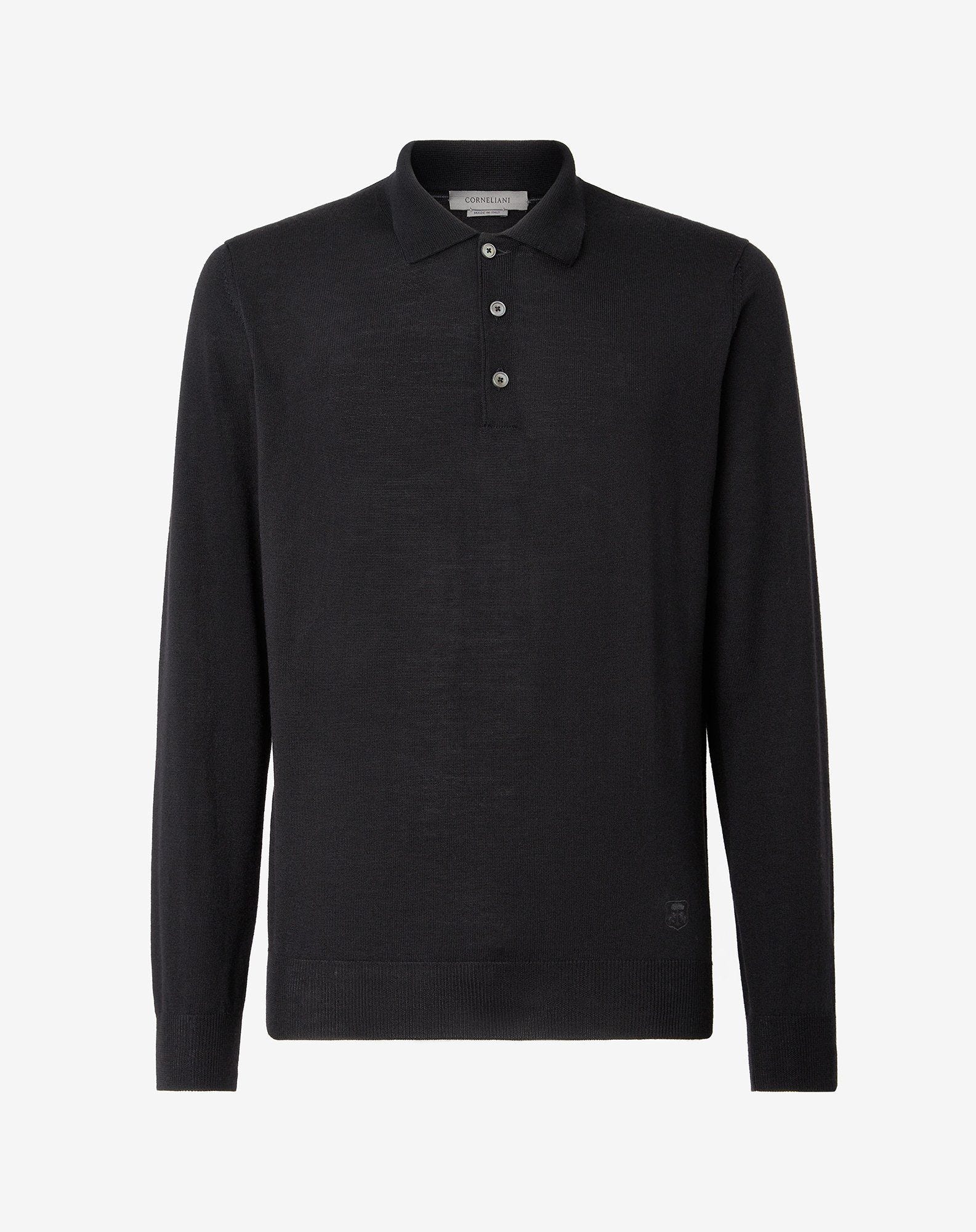 Polo nera in merinos