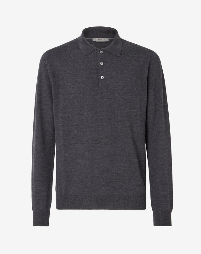 Polo Melange Scuro In Merinos