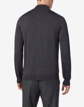 Sweater Full Zip Grigia Scura In Merinos