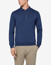 Polo Con Zip Bluette In Merinos