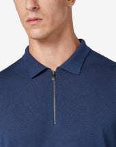 Polo Con Zip Bluette In Merinos