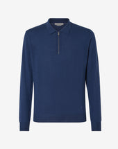 Polo Con Zip Bluette In Merinos