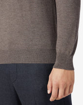 Polo Con Zip Tortora In Lana Merinos