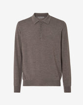 Polo Con Zip Tortora In Lana Merinos