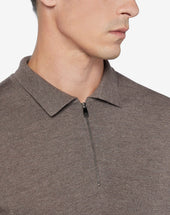 Polo Con Zip Tortora In Lana Merinos
