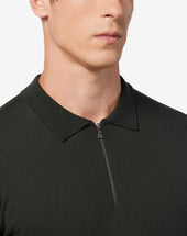 Polo Con Zip Scuro In Lana Merino