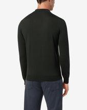 Polo Con Zip Scuro In Lana Merino