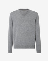 Scollo a V grigio chiaro in puro cashmere