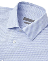 Shirt Azzurra In Cotone Disegno Vichy