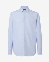 Shirt Azzurra In Cotone Disegno Vichy
