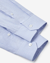 Shirt Azzurra In Cotone Disegno Vichy