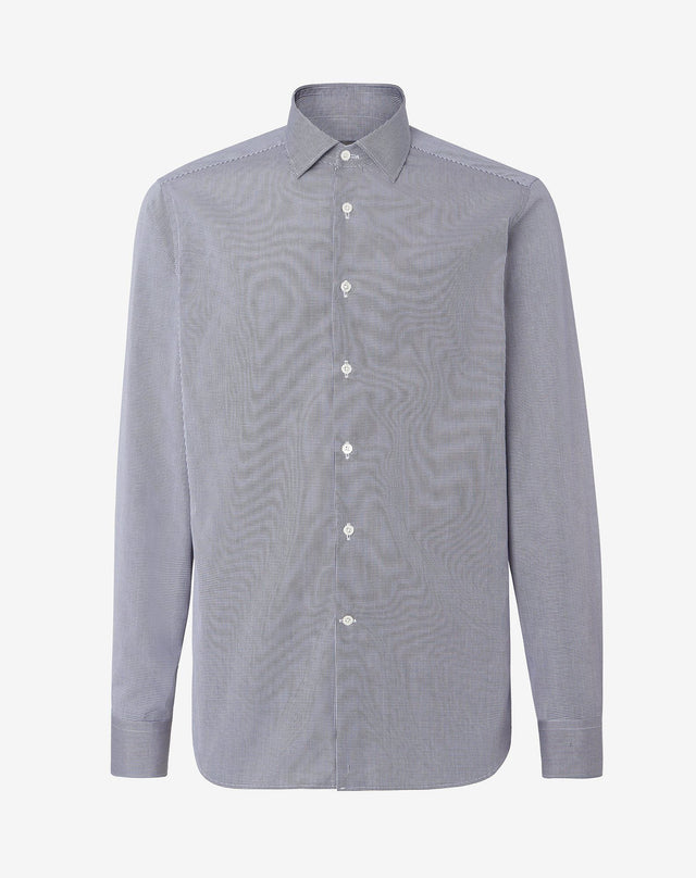Shirt blu in cotone disegno vichy