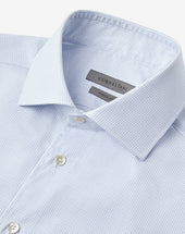 Shirt Azzurra In Cotone Microquadro