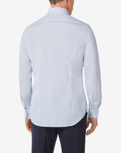 Shirt Azzurra In Cotone Microquadro