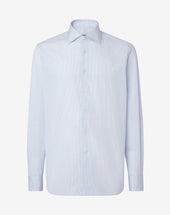 Shirt Azzurra In Cotone Microquadro