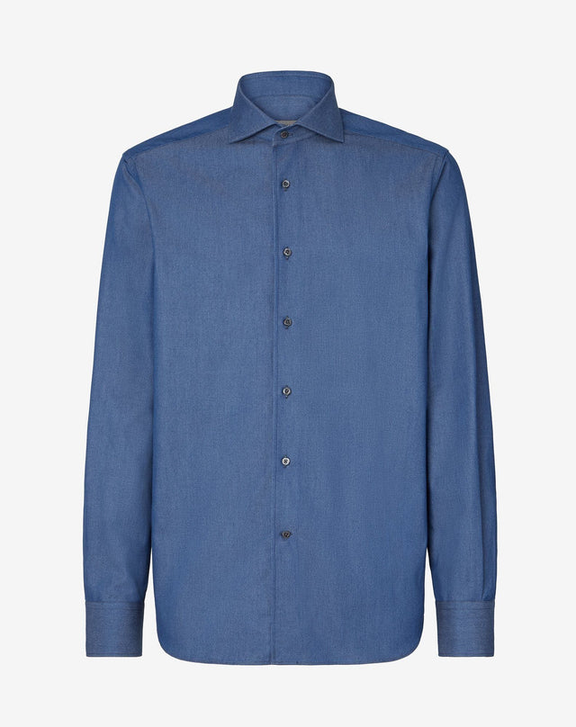 Shirt blu in denim di cotone