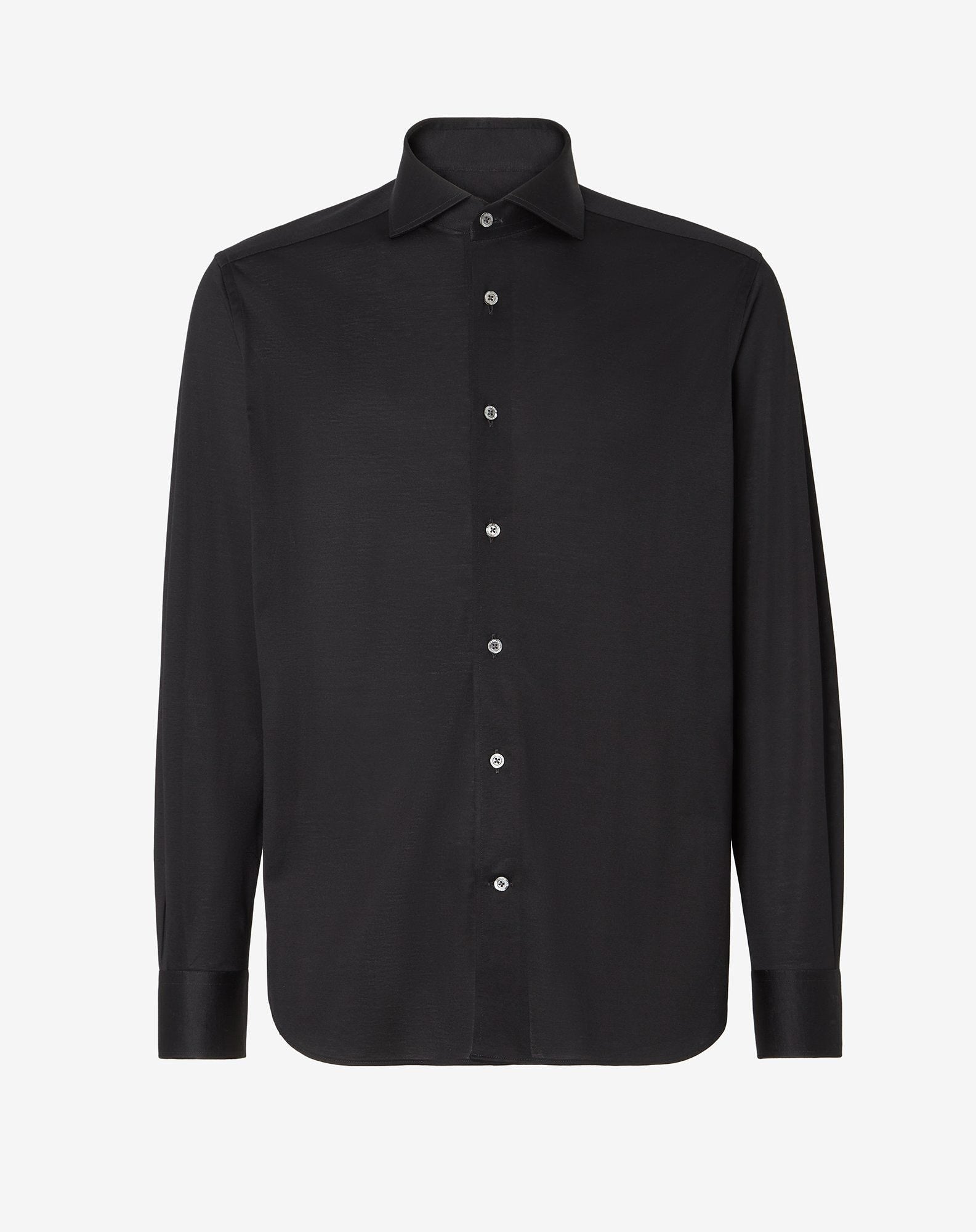 Shirt Nera In Jersey Di Cotone